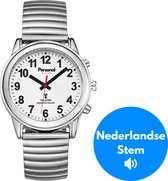 PersonalClick -Sprekend Horloge Slechtzienden & Blinden Deluxe - Nederlandse taal- Zilver- Spreekt tijd en datum - Dames & Heren Model