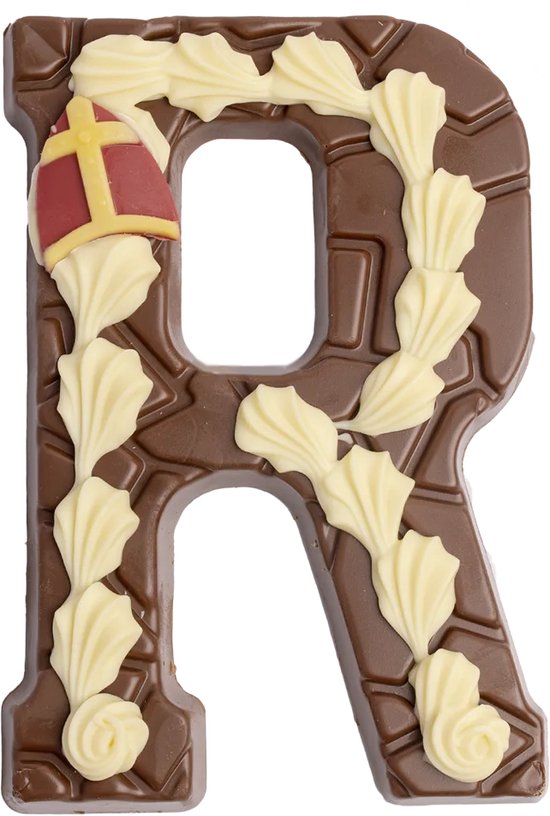 Foto: Chocoladeletters melkchocolade r gedecoreerd 200 gram