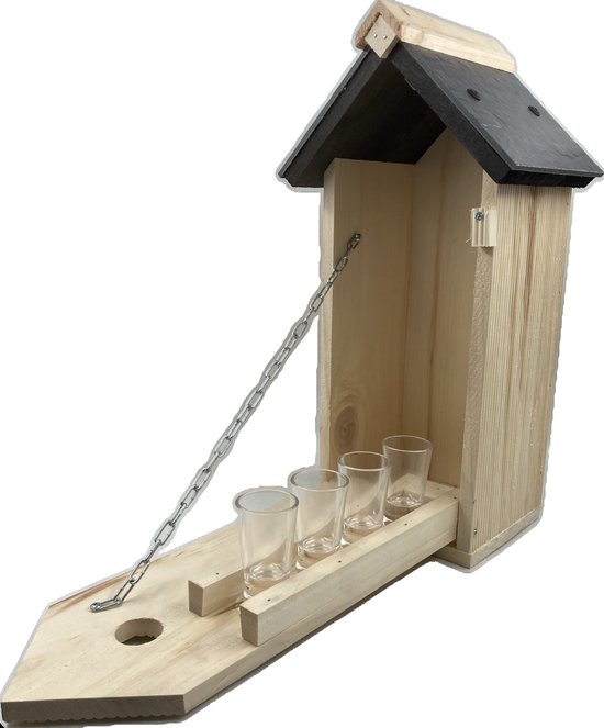 GARDEN SPIRIT Vogelhuisje met shotglaasjes 15 x 20 x 40 cm relatiegeschenk
