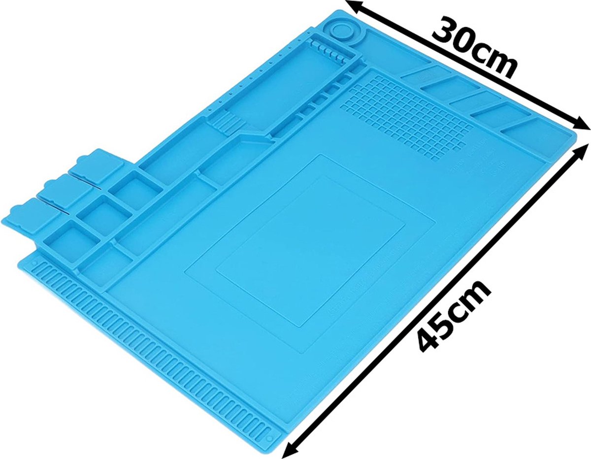 MMOBIEL Reparatie- en soldeermat siliconen, 55 x 35 cm, hittebestendig tot 500 °C, werkbankmat voor soldeerwerkzaamheden, mobiele telefoon-, computer- en elektronica-reparaties, siliconen soldeermat