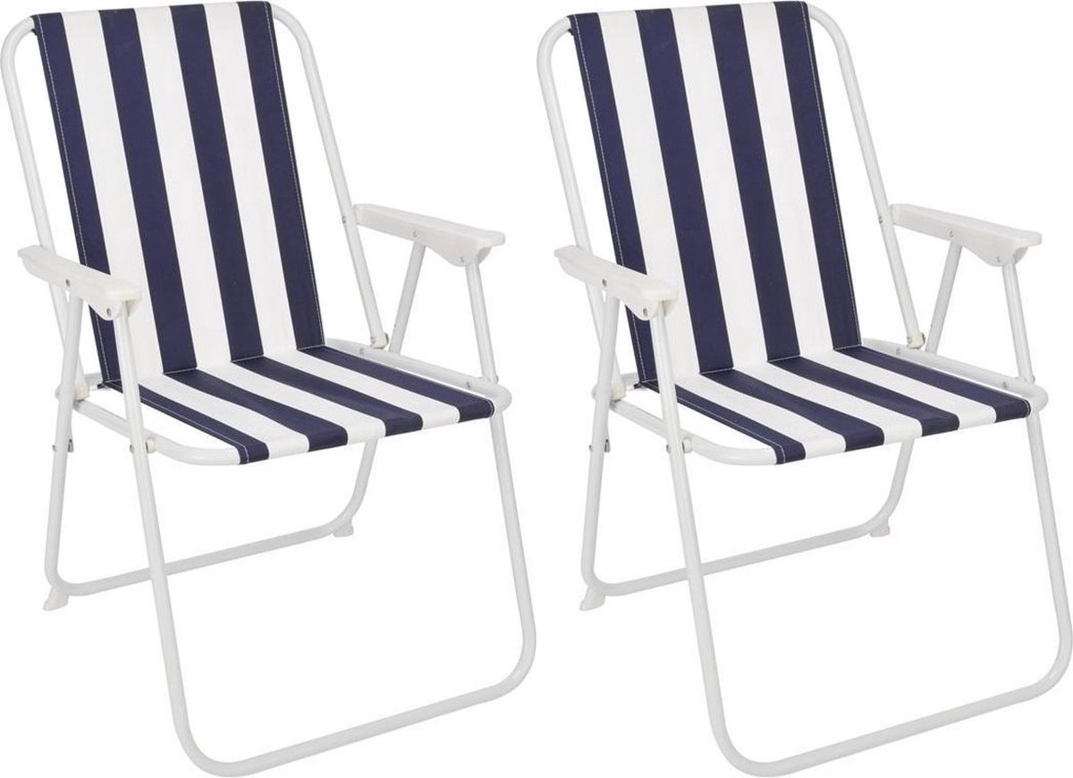 Haushalt Campingstoel Inklapbaar- 2 Stuks Klapstoel Vouwstoel Strandstoel Opvouwbaar – Veelzijdig – Outdoor Activiteiten – Ruimtebesparend – Stijlvol – Functioneel Wit Blauw