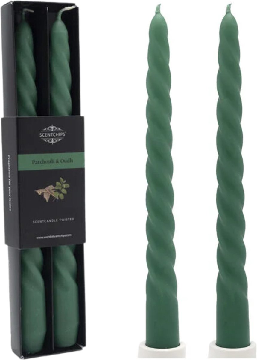 Scentchips Patchouli & Oudh Gedraaide Geurkaarsen - Swirl Geurkaars - Geurkaarsen Geschenkset - Geur Kaars - 20 Branduren - 2 Stuks