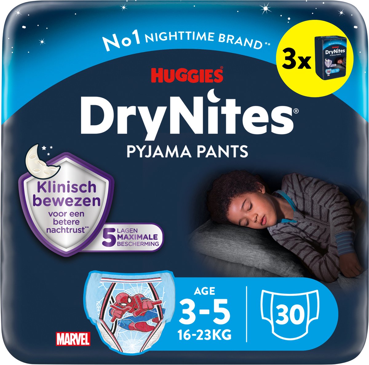 Goedkoopste Huggies DryNites luierbroekjes - jongens - 3 tot 5 jaar (16 - 23 kg) - 30 stuks - voordeelverpakking