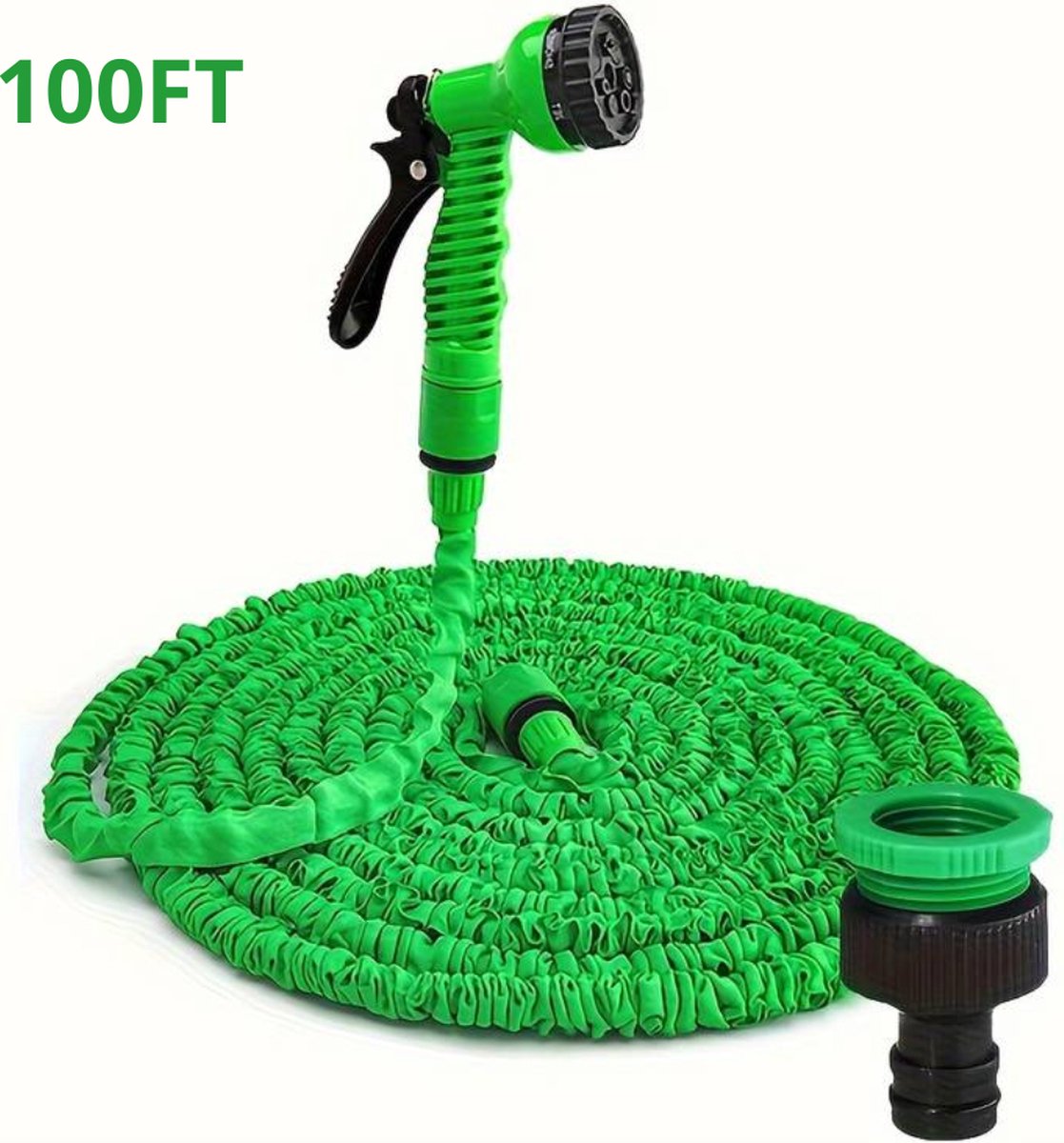 Bovista Tuinslang Flexibel - Tuinslangen - Haspel - Spuitpistool - 30 Meter - Groen