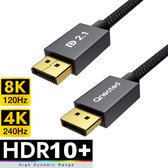 Qnected® Câble DisplayPort 2.1 - 2 mètres | Certifié VESA | 80 Gbps | 4K 120Hz, 144Hz, 240Hz, 8K 60Hz, 120Hz & 16K 60Hz | DisplayPort vers DisplayPort | Gris Graphite