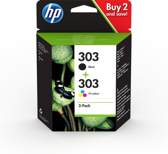 Foto: Hp 303 inktcartridges zwart kleur dual pack