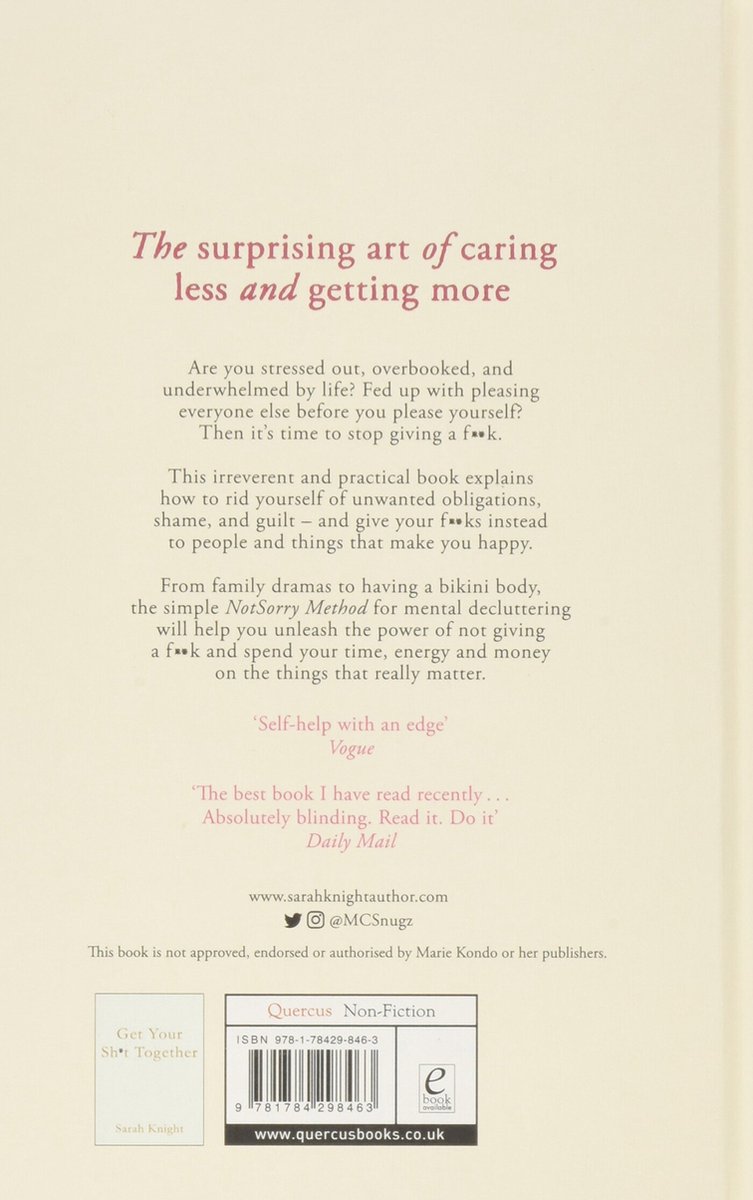 Life Changing Magic Of Not Giving A F**K - back cover