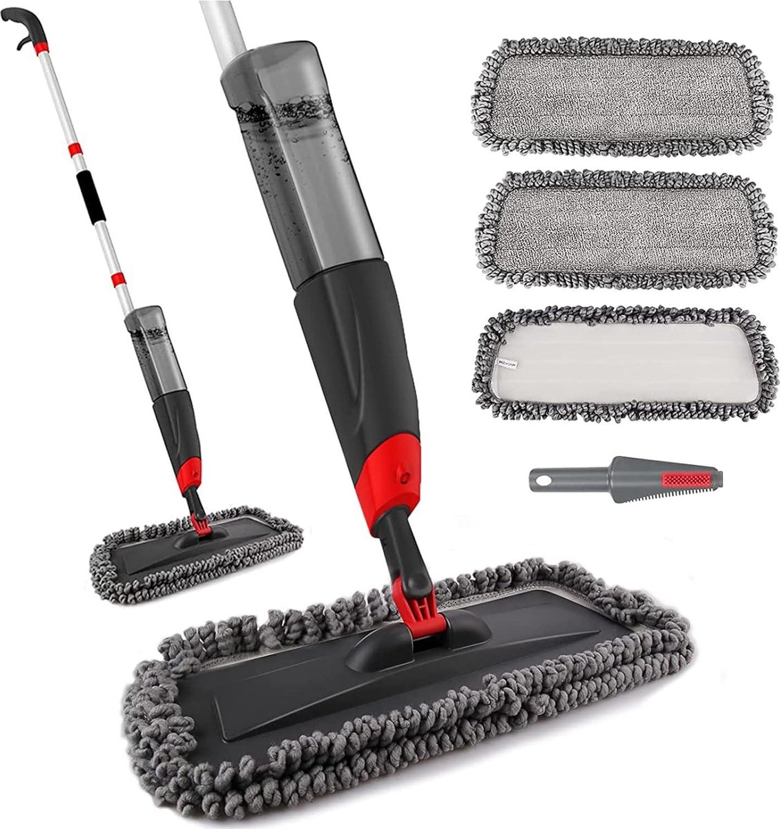 135 cm Sproeiwisser Mop voor vloerreiniging met sproeifunctie 750 ml spray mop voor keuken en thuisgebruik met wasbare microvezelovertrekken Mop