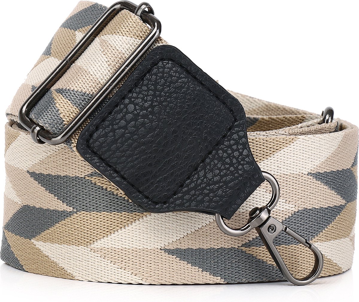 Eleganci® - Tassenriem - Bag strap - Bagsstrap - Dames Tas - Schouderband - Verstelbaar - Tassenhengsel - Tassen Band - 140 cm lang - 5,5 cm breed - Canvas - Roestvrijstaal - Bruin