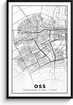 Cadre photo avec affiche - Carte - Oss - Zwart - Wit - 80x120 cm - Cadre pour affiche