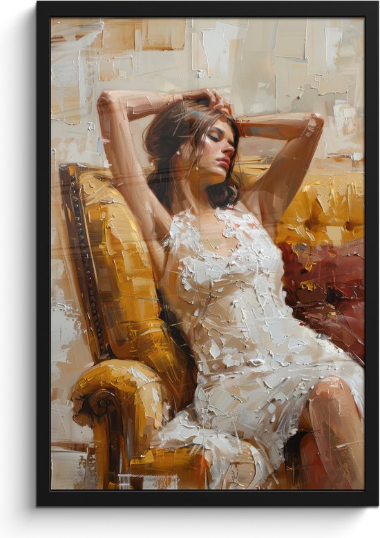 Poster in lijst - Fotolijst 40x60 cm - Posters - Vrouw - Kunst - Abstract - Modern - Posterlijst zwart - Decoratie - Wanddecoratie woonkamer - Muurdecoratie slaapkamer