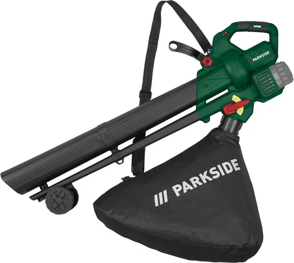 PARKSIDE® Accu-bladzuiger/blazer 40V zonder accu - Snelheid: max. 210 km/u - Opvangzak: 40 l - Krachtige blazer, efficiënte zuiger en geïntegreerde hakselfunctie - Voor de werking zijn 2 accu's noodzakelijk