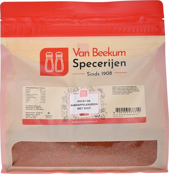Van Beekum Specerijen - Patat & Aardappelkruiden Met Zout - 1 KG (hersluitbare stazak)