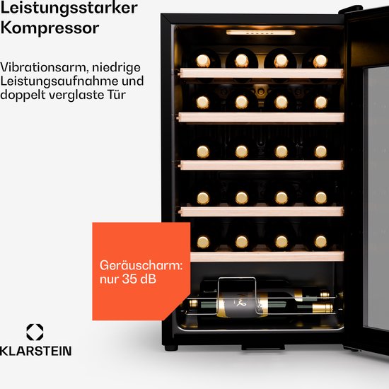 Klarstein Shiraz Premium Smart 24 - Wijnkoelkast - Wijnklimaatkast - 24 Flessen - Zilver