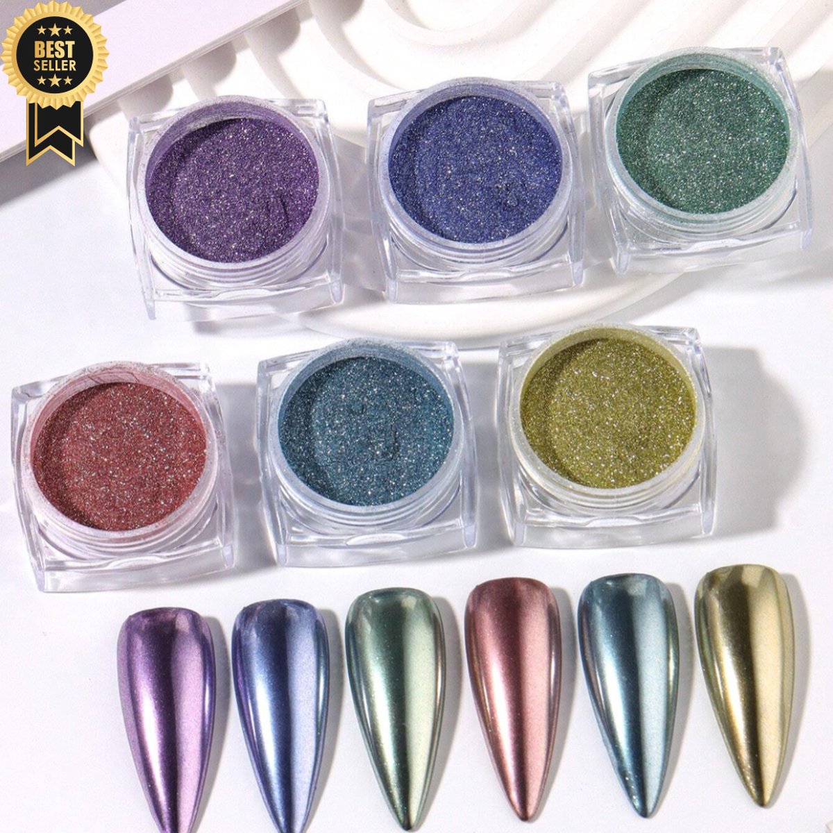 Goedkoopste GUAPÀ® Nagelglitters 6 kleuren | Nail Art & Nagel Decoratie | Spiegel poeder | Holografische nagels | Nail Art | 6 diverse kleuren | Herfst & Winter Nagels