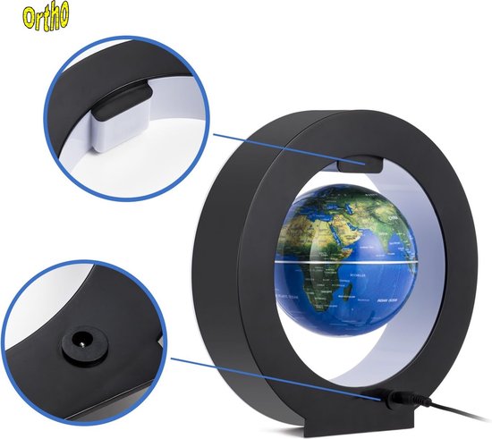 Ortho® - Globe flottant magique - Accessoire de bureau unique - Veilleuse - Eclairage LED - Globe magnétique - Groot modèle