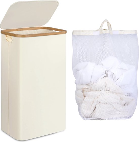Bamboe Wasmand - Wasmand met Deksel - Uitneembare Wasbare Binne