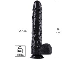 Dong XXXL 38cm - Extreme Grote Dildo 38 cm - Zwarte Dildo - Diameter 7 cm