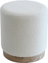 ACAZA Poef - Teddy Stoel - Teddy Poef - Ronde Hocker - 48x36x36 - Wit