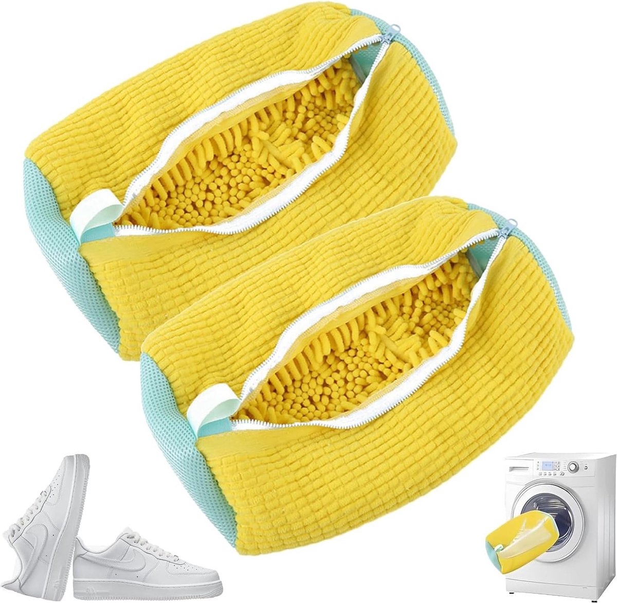 Goedkoopste Selbro ® Handige Gele Schoenwaszakken Set van 2 voor Alle Schoenmaten en -types