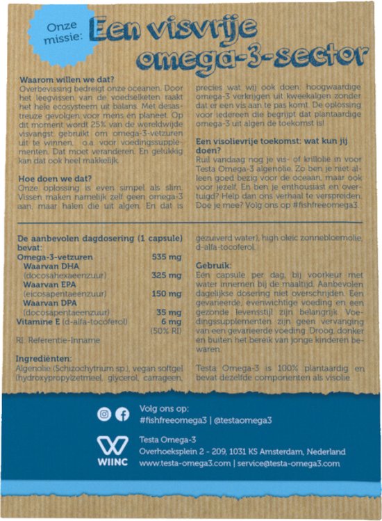 Testa Omega-3 Algenolie - Hoogste concentratie DHA & EPA - Vegan Omega 3 - 60 Capsules - Plantaardig Voedingssupplement