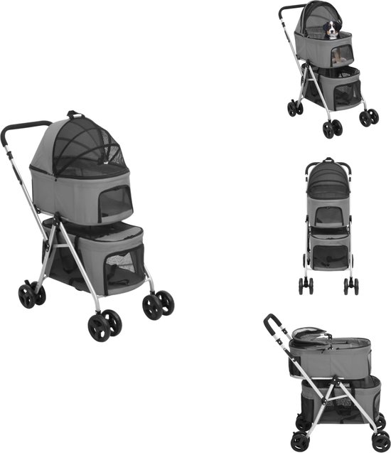 vidaXL Hondenwagen inklapbaar 100x49x96 cm linnenstof grijs