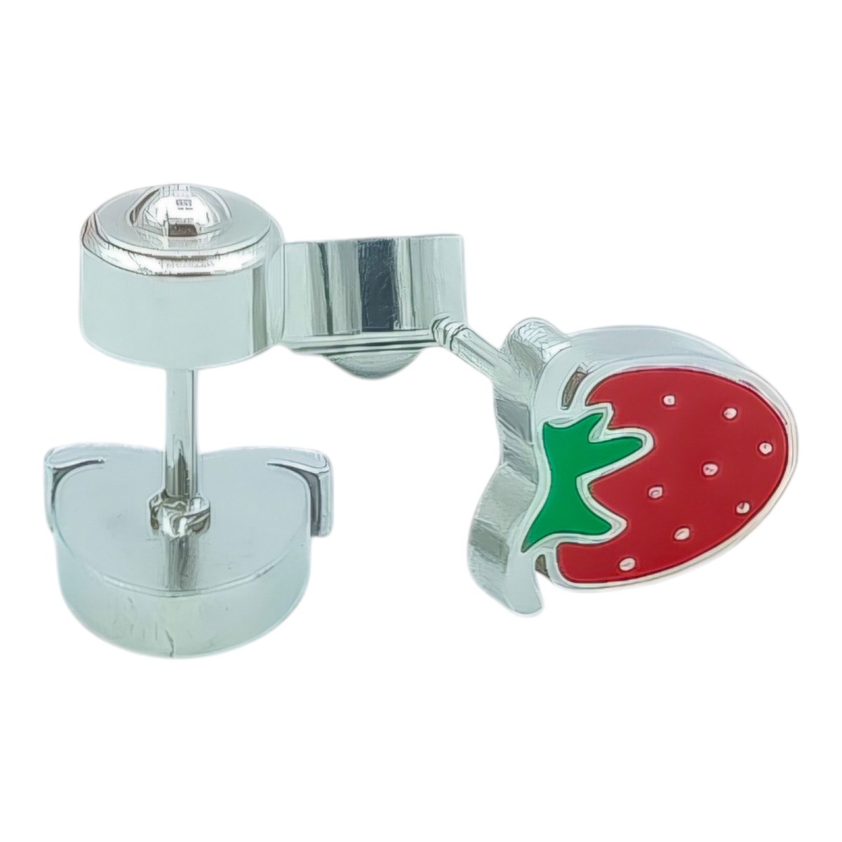 Aardbei oorbellen voor meisje - Kleine oorknopjes 8 x 7 mm - Premium staal in kleur zilver