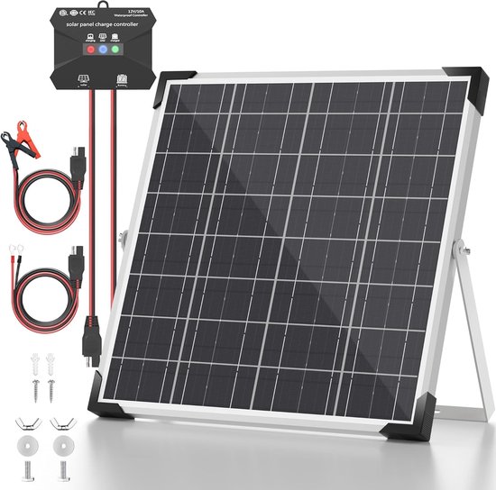 Solar 12V Zonnepaneel Set 30W Met Tijdschakelaar, Lamp, Regelaar En Accu 94648786 Solar 12V Zonnepaneel Set 30W Met Tijdschakelaar, Lamp, Regelaar En Accu 94648786
