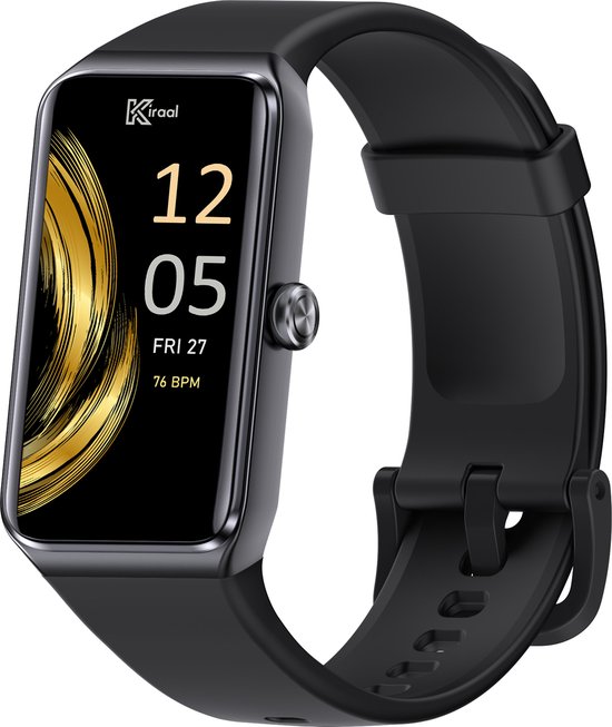 Kiraal Venture Active - AMOLED Activity Tracker - Stappenteller - Hartslagmeter - Bloeddrukmeter - Smartwatch - Waterdicht - Heren - Dames - Nederlandse Handleiding - Zwart
