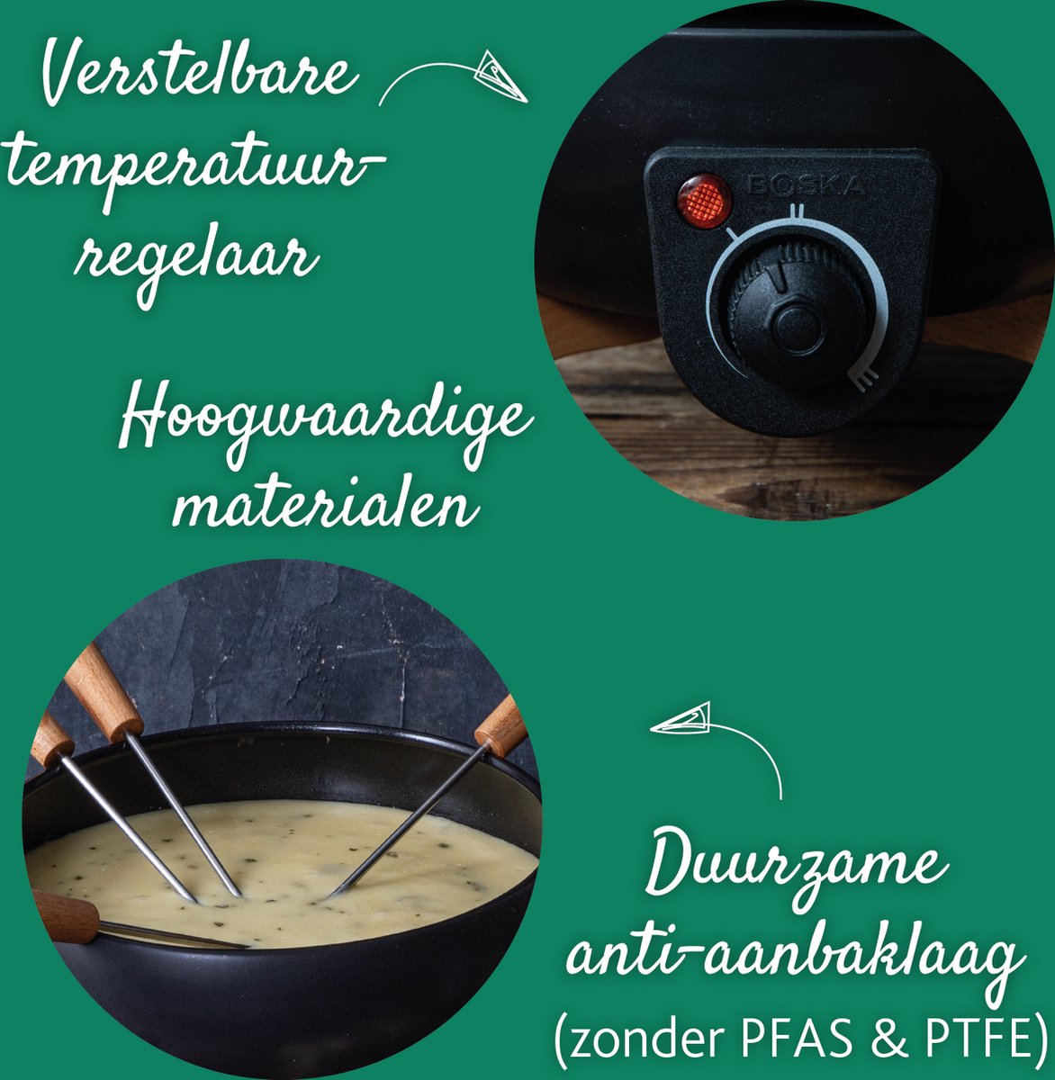 Boska Elektrische Fondueset Party – 2,3L - Voor Kaasfondue, Chocoladefondue, Hotpot en Bouillonfondue - Fondueset elektrisch - Met temperatuurregelaar – foto 3
