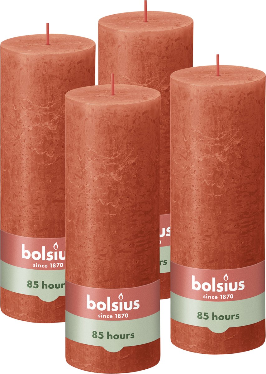 Bolsius Rustieke Kaars - 4 Stuks - Oranje - 19cm - Halloween