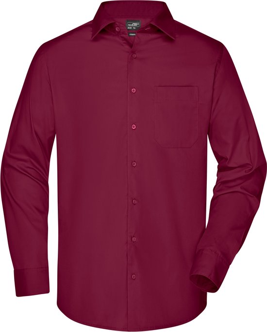 OwnYourFashion Chemise Homme à Manches Longues (Vin) - Taille M