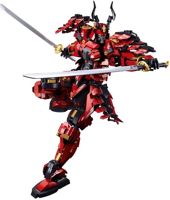 Sluban 923-delige Samurai Mecha Bouwset met Katana Zwaarden, Beweegbare Gewrichten, Compatibel met Lego