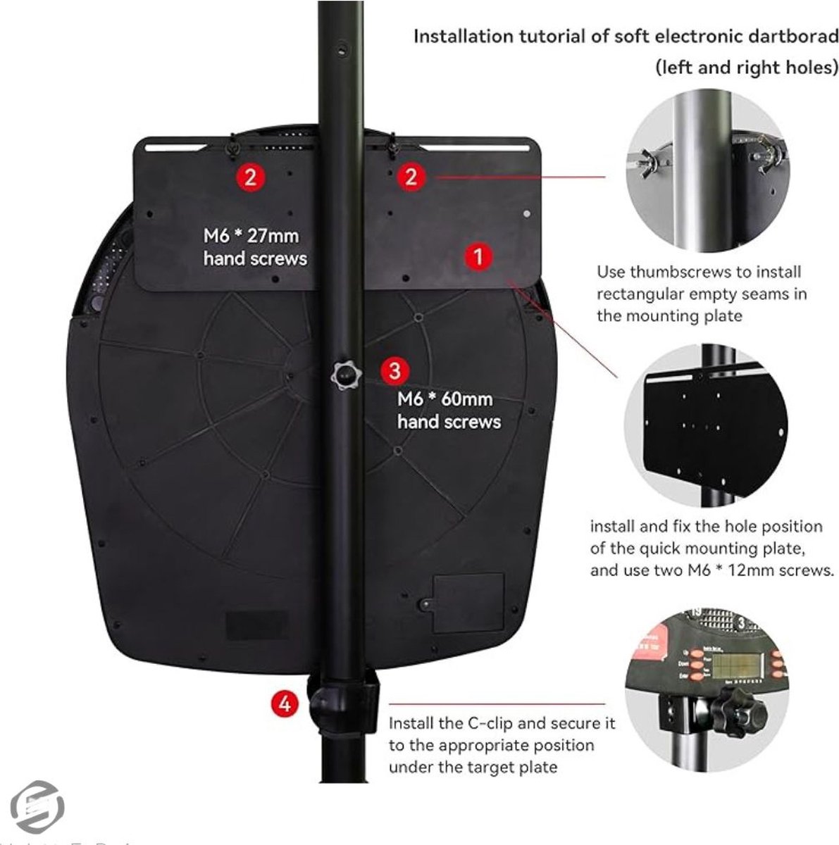 Equivera Dartstandaard - Dartbordhouder - Verstelbaar - Mobiele Dartbaan - voor Dartborden en Elektronische Dartborden