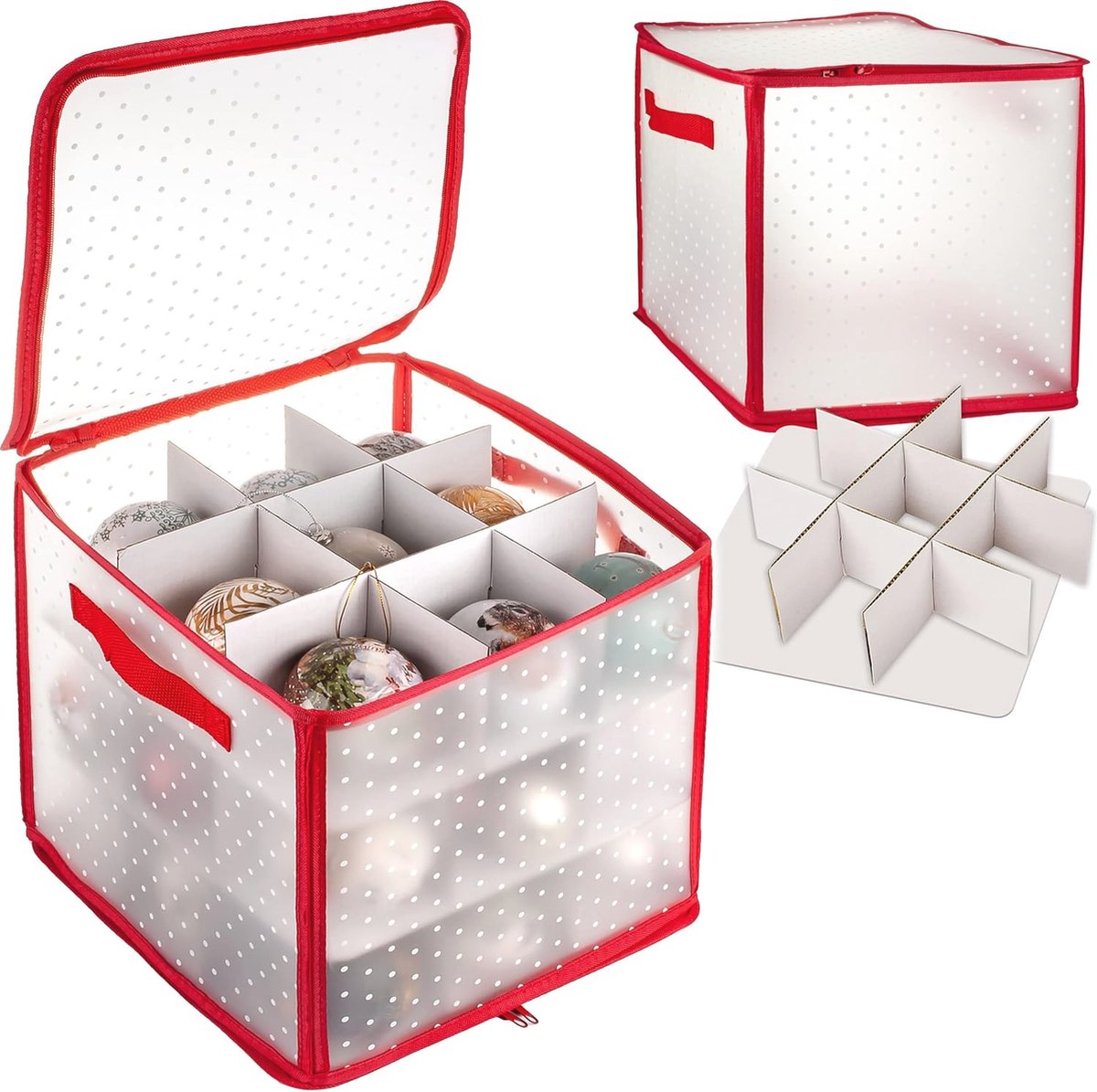 Kerstbal Opbergdoos XL - Geschikt voor 27 kerstballen - Transparante Doos met Handgrepen