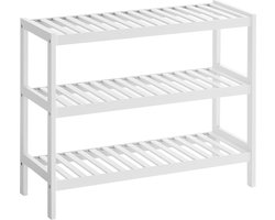 MIRA Home - Opbergrek - Schoenenrek - Hal - Slaapkamer - Bamboe - Wit - 70x25x55cm