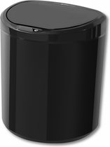 Prullenbak Rijoka avec capteur – 8 litres – Plastique – Fermeture amortie – Sans traces de doigts – Poubelle – Design moderne – Zwart