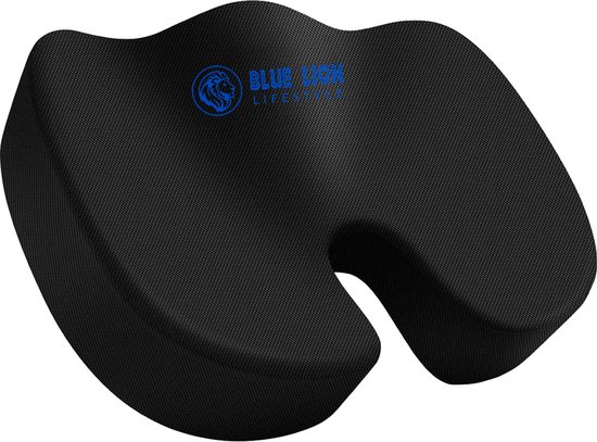 Foto: Blue lion stuitkussen orthopedisch stoelkussen ergonomisch zitkussen voor auto of bureaustoel traagschuim zwart