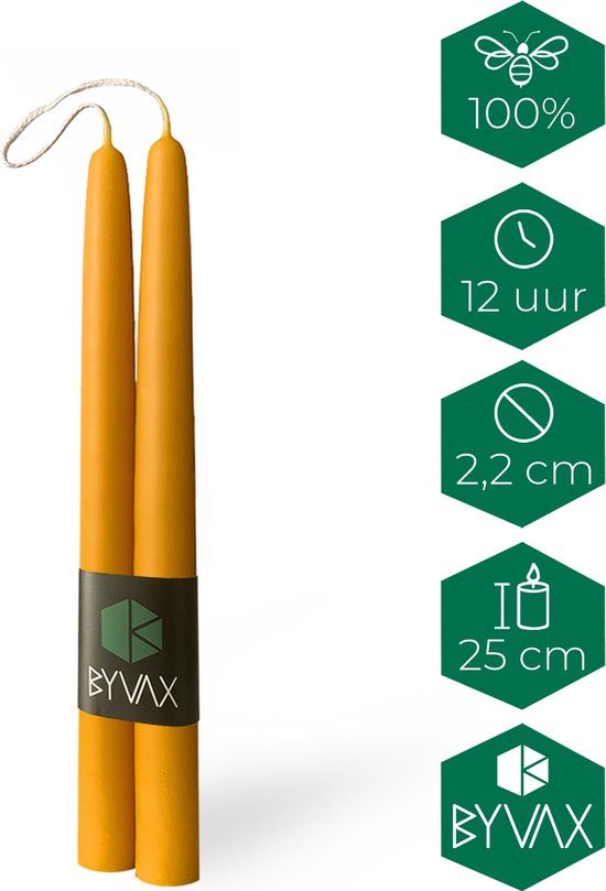 Boomkaarsen, 40 stuks van 100% pure bijenwas, 100/13 mm, bijenwaskaarsen, piramidekaarsen, kerstboomkaarsen, dennenboomkaarsen