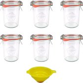 Pots à confiture avec couvercle - Mini pot à confiture en verre de 160 ml avec couvercle en forme de chute - Pot à confiture de cuisson en verre à dessert - Avec pinces, anneaux, entonnoirs, pots à confiture avec couvercle