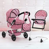 Bol.com Cosy Poppenwagen set opvouwbaar zachte handgreep met kinderstoel tas roze aanbieding