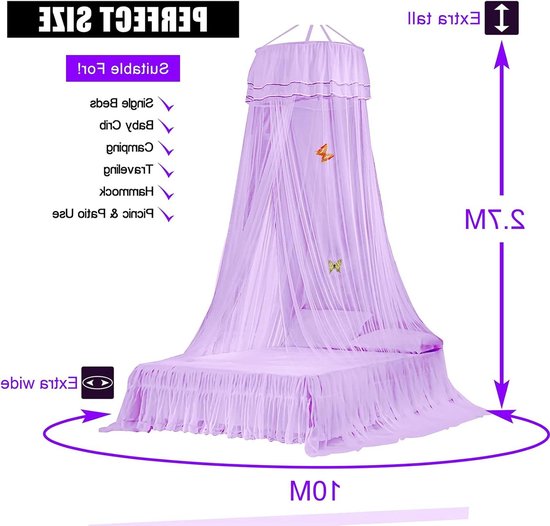 Caredy Klamboe, luxe muggennet voor bedhemel, extra grote prinses Caredy Klamboe, luxe muggennet voor bedhemel, extra grote prinses