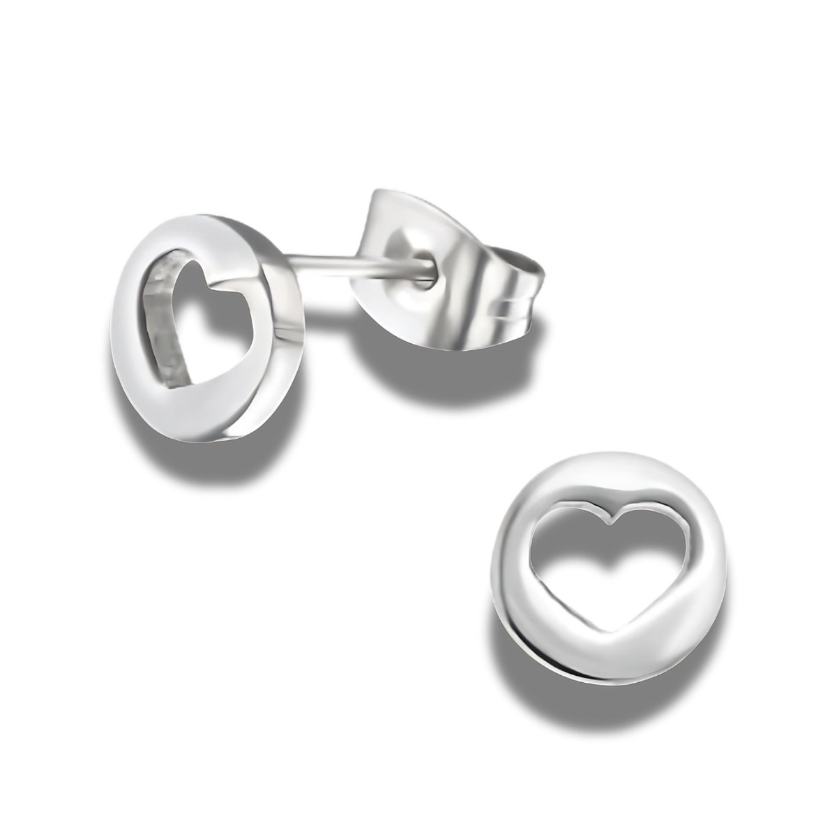 Oorstekers - oorbellen - Hartje - Heart - edel staal - zilverkleurig 7 mm - liefde - love - Moederdag - Valentijn - hypoallergeen