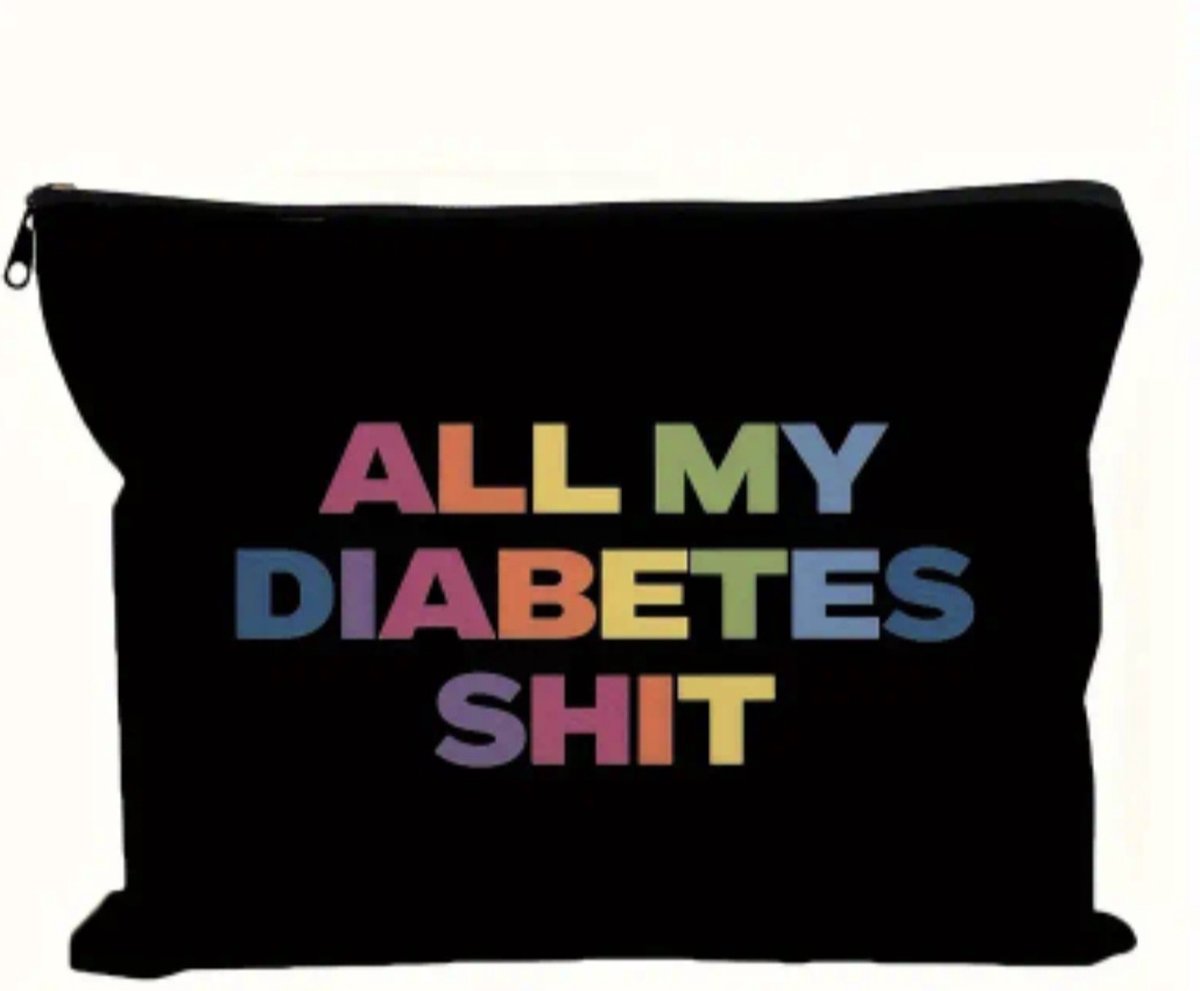 Goedkoopste Diabetestas / diabetes toilettas voor het opbergen van je insulinespullen / diabetesmaterialen - kleur zwart - tekst all my diabetes shit