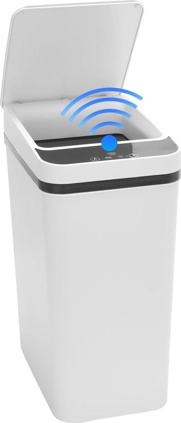 2 stuks automatische vuilnisemmer met sensor, 12 l, keukenemmer met bewegingssensor, kunststof, elektrische afvalemmer zonder contact, deksel met zachte sluiting, voor keuken, badkamer, kantoor