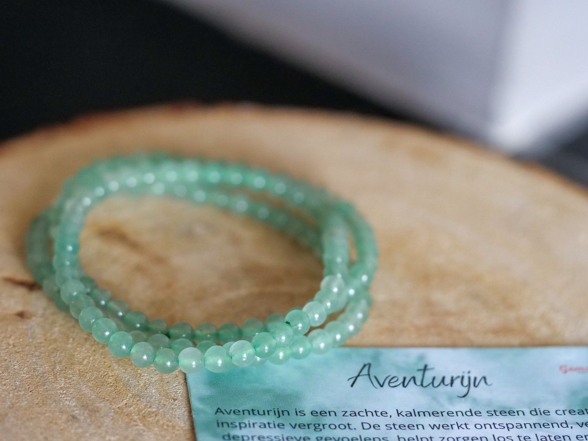 Aventurijn Armband 4mm, Groen Aventurijn, edelsteen - Perfect cadeau voor vrouwen - Inclusief uitleg - Spiritueel - Aventurine - Creativiteit - Inspiratie - Beter Slapen - Ontspanning - 100% NATUURLIJK