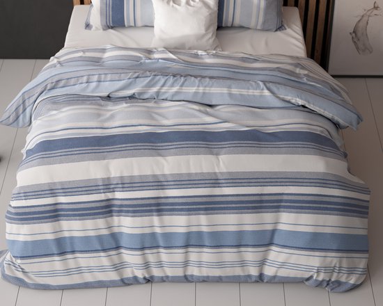 Sleeptime Stripy Dekbedovertrek - 200X200/220 + 2 x kussenslopen 60x70 - Blauw
