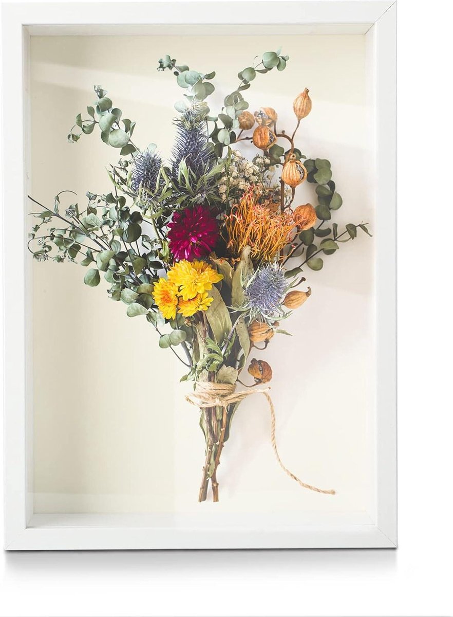 sunmeg 3D-schaduwlijst, 30 x 30 cm, doos, diepe houten fotolijst, vierkante fotolijst, staand of aan muur, voor bloemen, medailles en knutselwerken