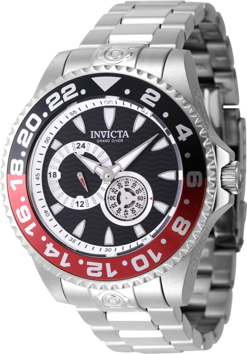 Invicta Grand Diver 47302 Heren Horloge - Waterdicht - Analoog - Automatisch Uurwerk - Roestvrij Staal met zwarte Wijzerplaat - 47mm