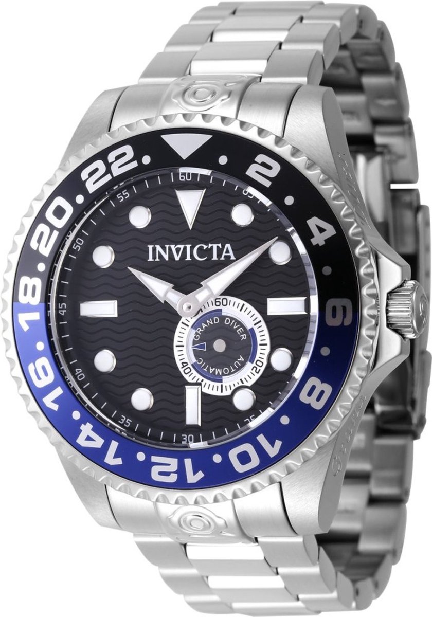 Invicta Grand Diver 47295 Heren Horloge - Waterdicht - Analoog - Automatisch Uurwerk - Roestvrij Staal met zwarte Wijzerplaat - 47mm
